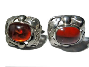 Georg Kramer Fischland Silber Manschettenknoepfe Bernstein