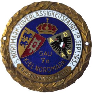 ADAC Nordmark Erinnerungsplakette 1932